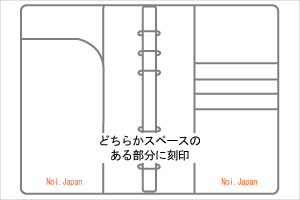 手帳　※どちらかスペースのある部分に刻印