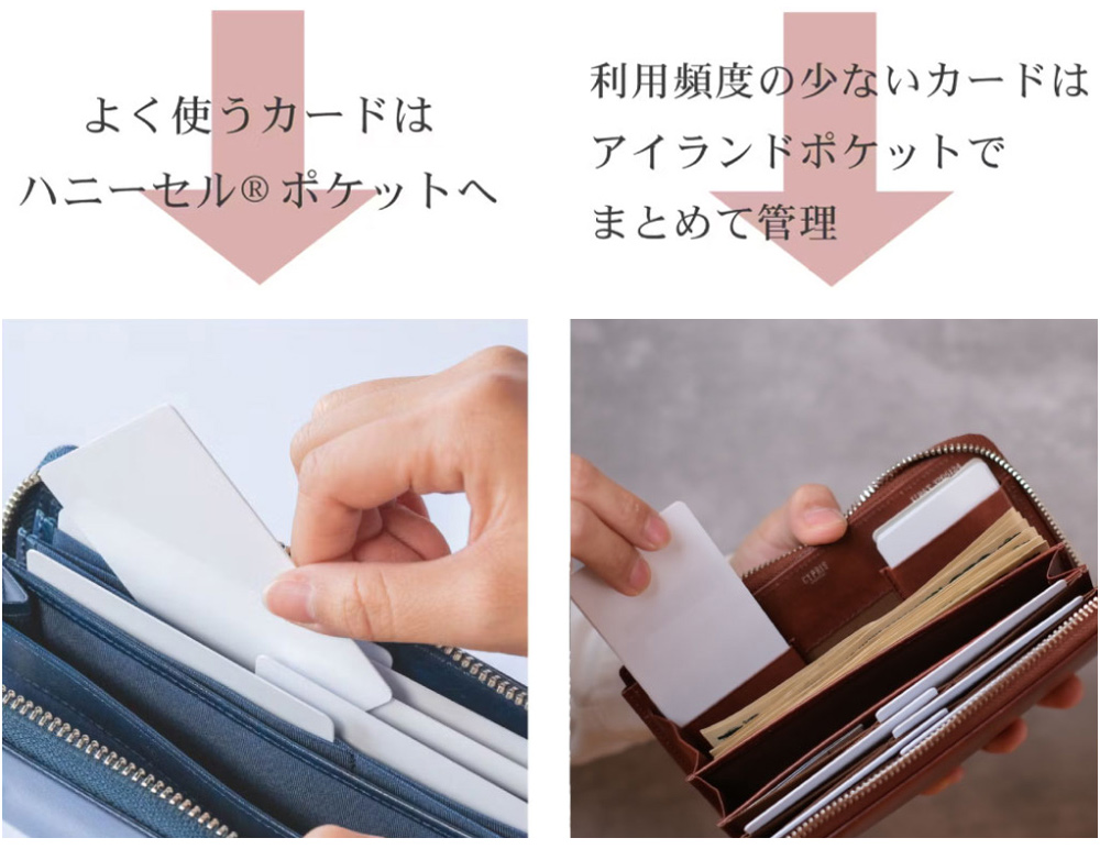 【キプリス】コンパクトハニーセル長財布(L字ラウンドファスナー束入)■シラサギレザー