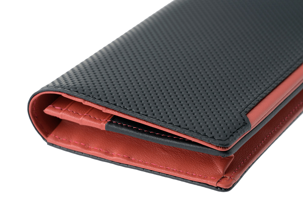 【ノイインテレッセ×HRC】長財布(小銭入れ付き通しマチ束入)■ＢＲ -Black＆Red-