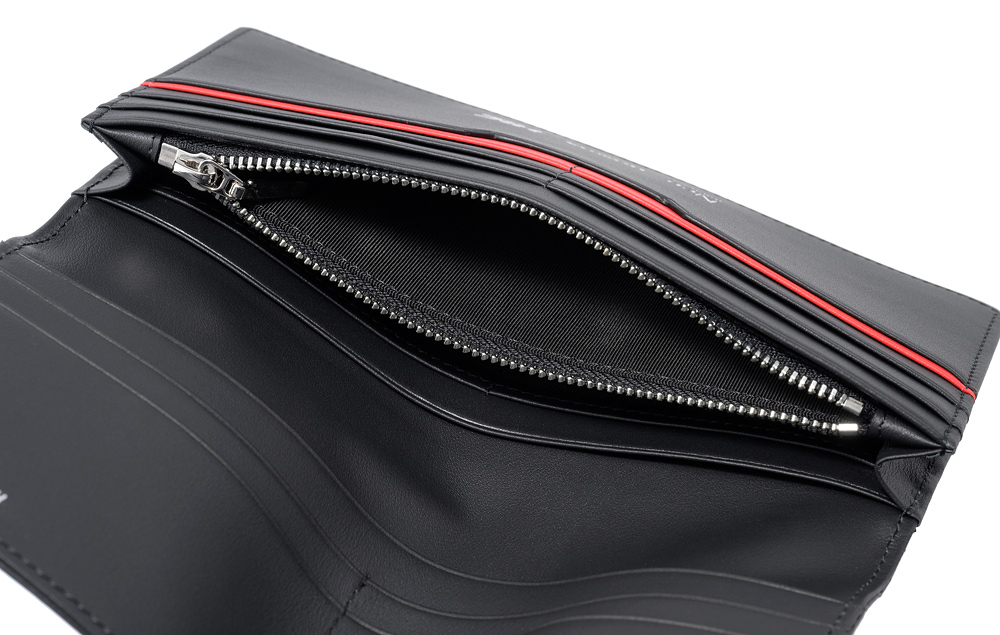 【ノイインテレッセ×HRC】長財布(小銭入れ付き通しマチ束入)■ＢＲ -Black＆Red-