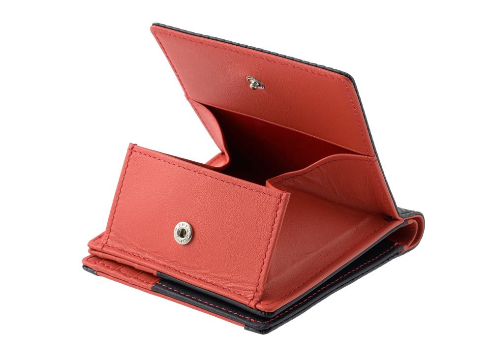 【ノイインテレッセ×HRC】二つ折り財布(外BOX小銭入れ付き札入)■ＢＲ -Black＆Red-