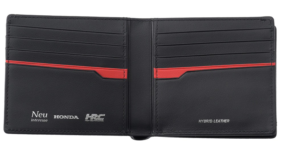 【ノイインテレッセ×HRC】二つ折り財布(外BOX小銭入れ付き札入)■ＢＲ -Black＆Red-