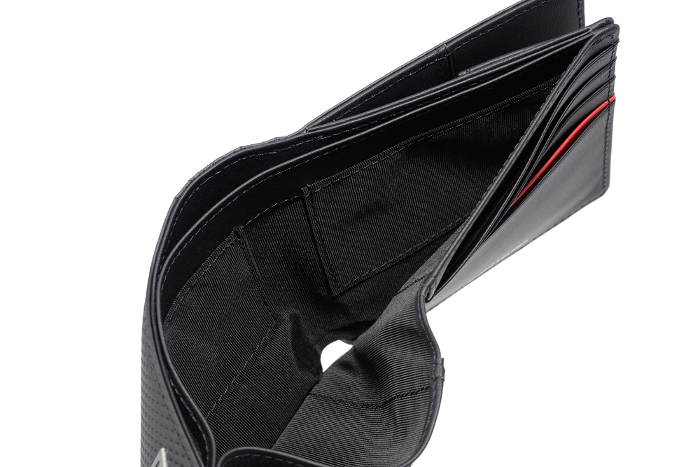 【ノイインテレッセ×HRC】二つ折り財布(外BOX小銭入れ付き札入)■ＢＲ -Black＆Red-