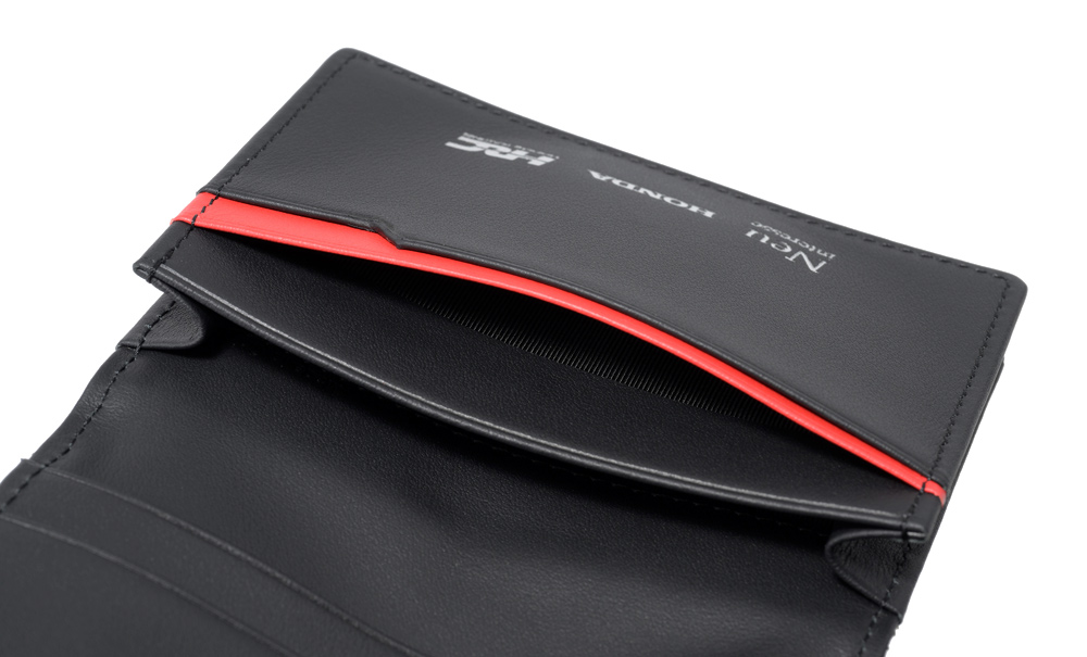 【ノイインテレッセ×HRC】名刺入れ(通しマチ)■ＢＲ -Black＆Red-