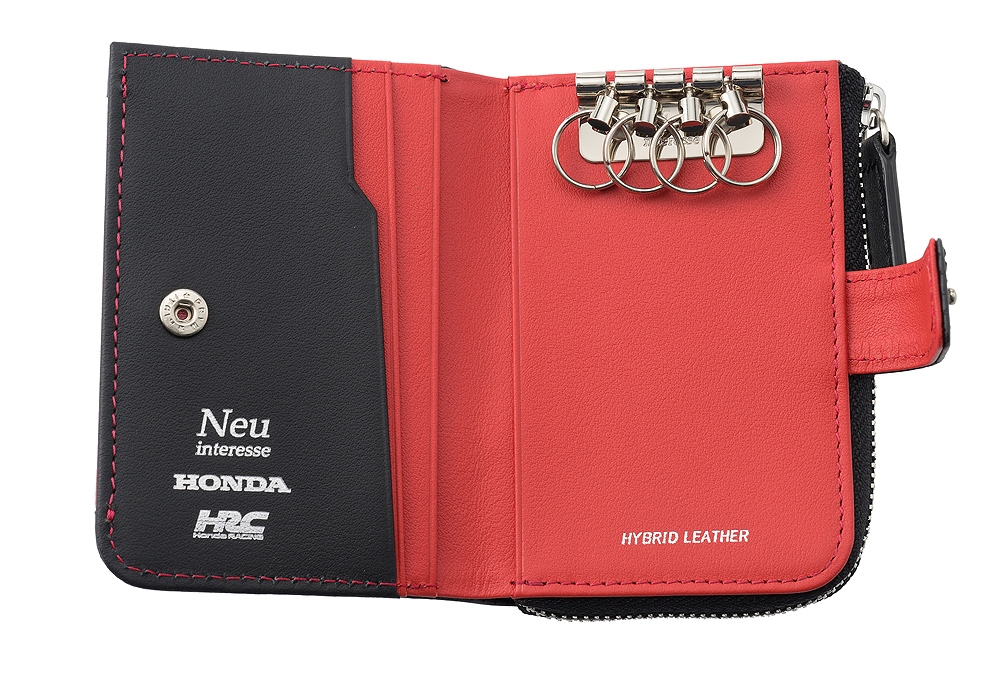 【ノイインテレッセ×HRC】小銭入れ付きキーケース■ＢＲ -Black＆Red-