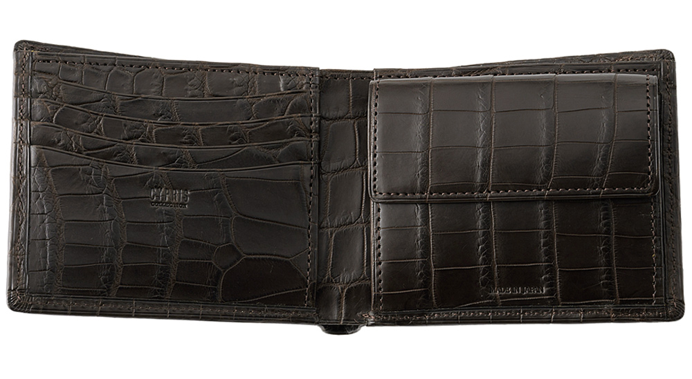 【CYPRIS COLLECTION】二つ折り財布(小銭入れ付き札入)■マットクロコダイル