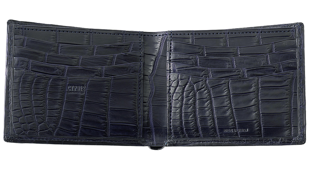 【CYPRIS COLLECTION】二つ折り財布(カード札入)■マットクロコダイル