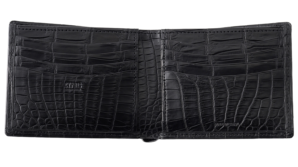 【CYPRIS COLLECTION】二つ折り財布(カード札入)■マットクロコダイル