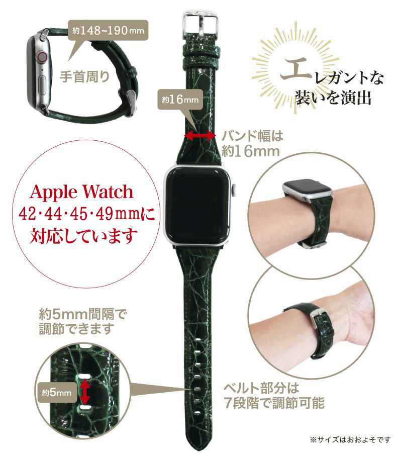 【キプリス】ウォッチバンド(Apple watch42/44/45mm対応)■クロコダイル