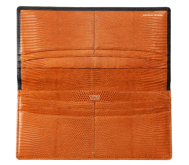 【CYPRIS COLLECTION】長財布(マチなし束入・小銭入れなし)■ボックスカーフ＆リザード