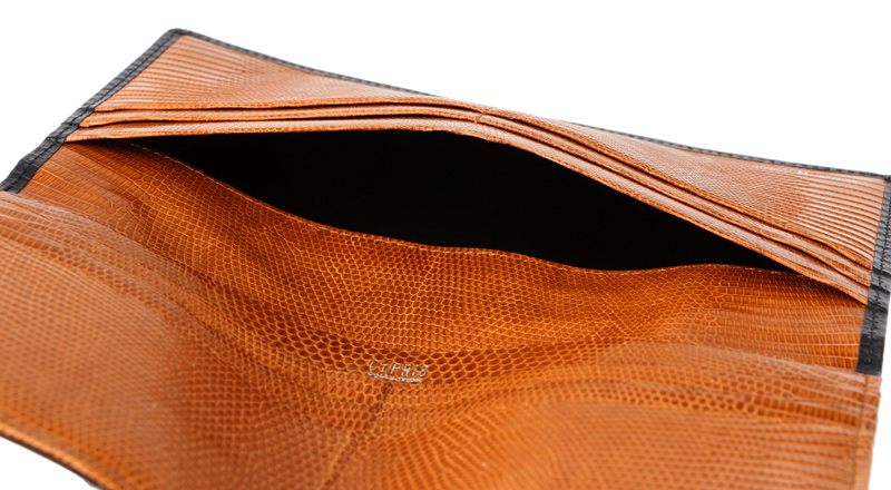 【CYPRIS COLLECTION】長財布(マチなし束入・小銭入れなし)■ボックスカーフ＆リザード