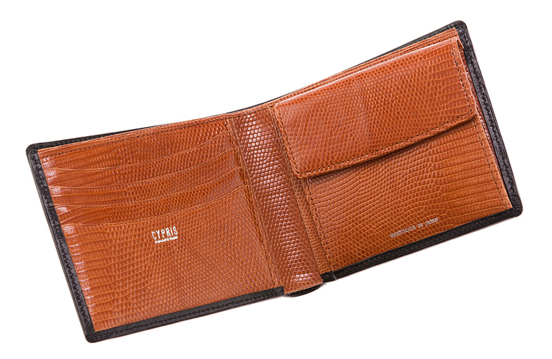 【CYPRIS COLLECTION】二つ折り財布(小銭入れ付き札入)■ボックスカーフ＆リザード