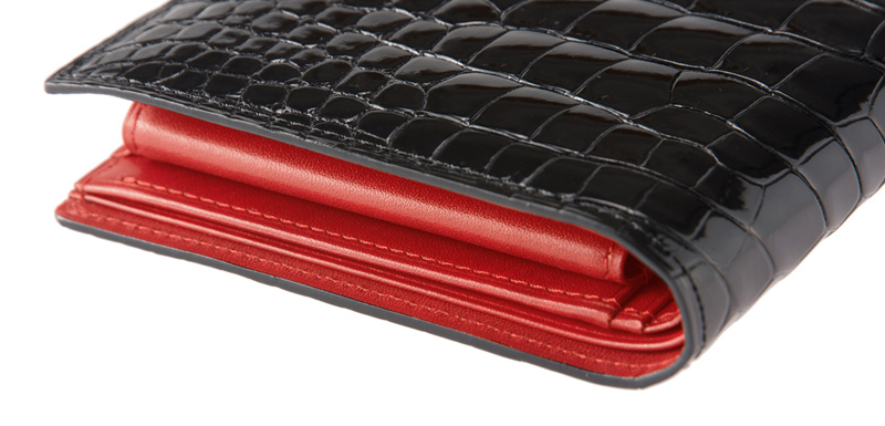 【CYPRIS COLLECTION】二つ折り財布(小銭入れ付き札入)■艶クロコダイル＆シラサギレザー