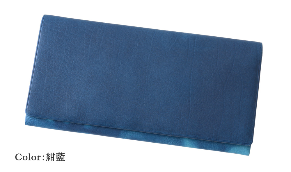 【キプリス】長財布(風琴マチ束入・単束付き)■AIZOME CALF