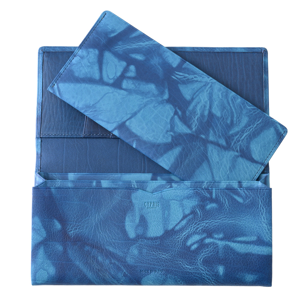 【キプリス】長財布(風琴マチ束入・単束付き)■AIZOME CALF