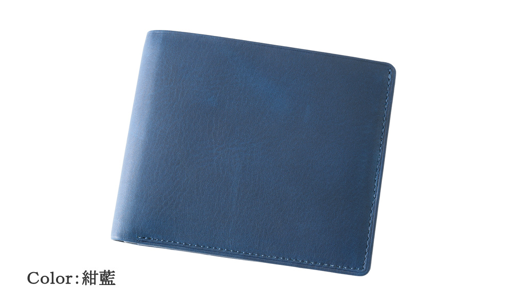 【キプリス】二つ折り財布(カード札入・小銭入れなし)■AIZOME CALF