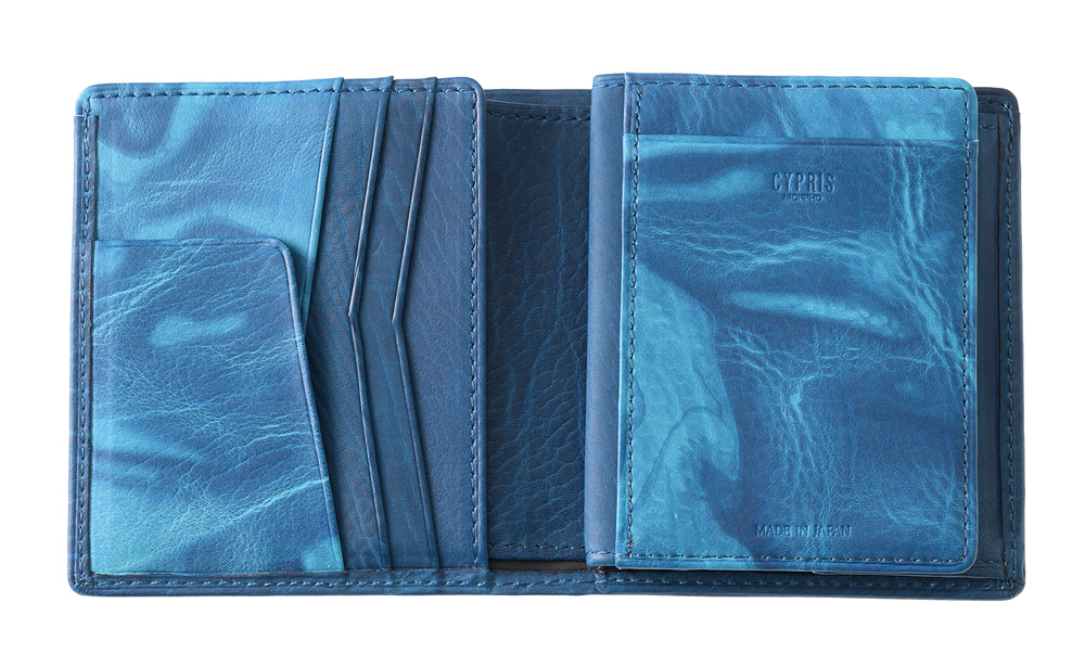 【キプリス】コンパクト札入(ＢＯＸ小銭入れ付き)■AIZOME CALF