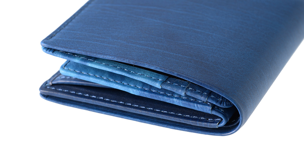 【キプリス】コンパクト札入(ＢＯＸ小銭入れ付き)■AIZOME CALF