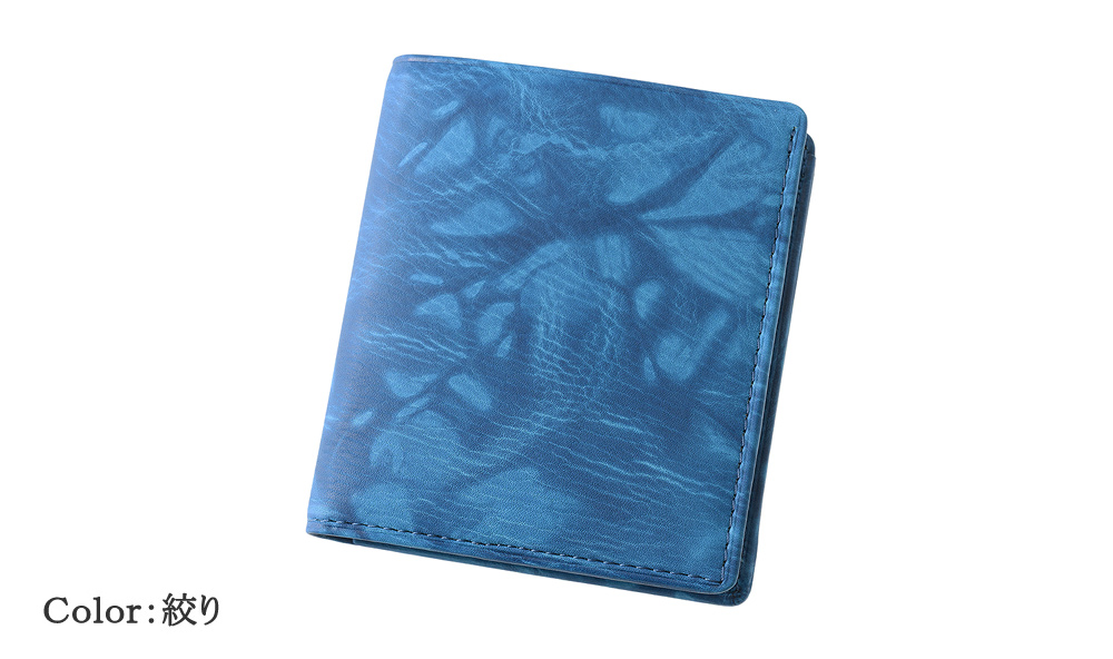 【キプリス】コンパクト札入(ＢＯＸ小銭入れ付き)■AIZOME CALF