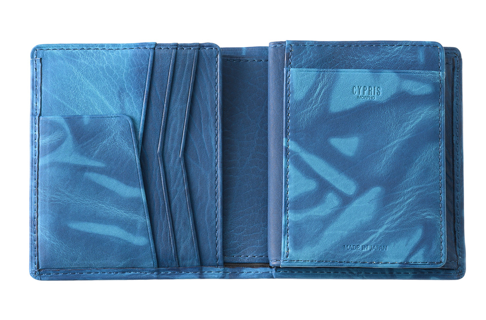 【キプリス】コンパクト札入(ＢＯＸ小銭入れ付き)■AIZOME CALF