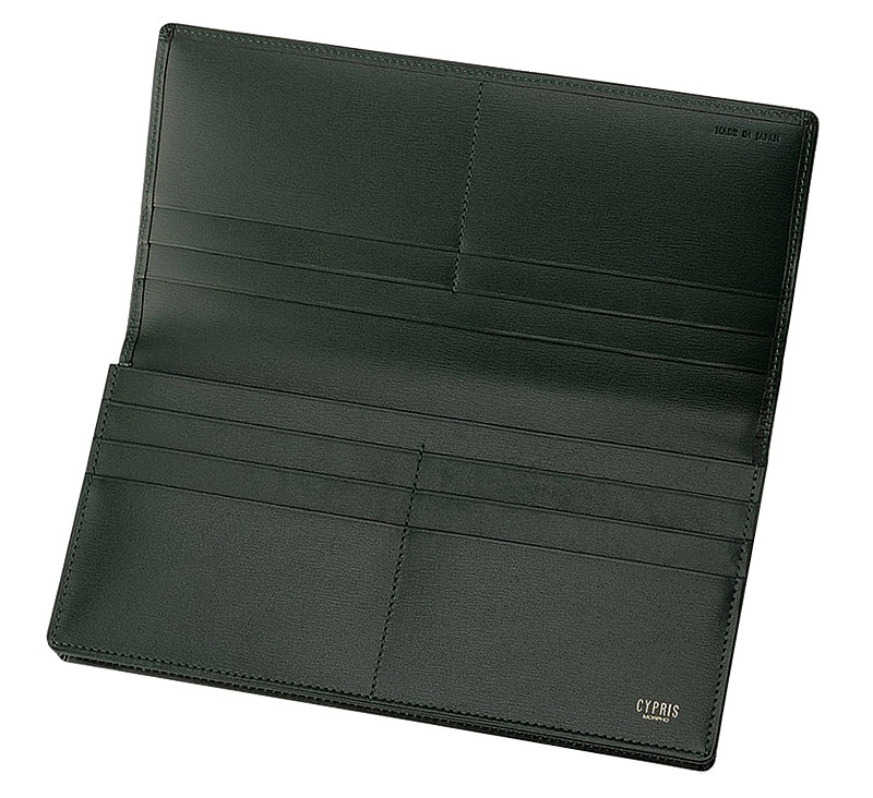 【キプリス】長財布(通しマチ束入・小銭入れなし)■ボックスカーフ