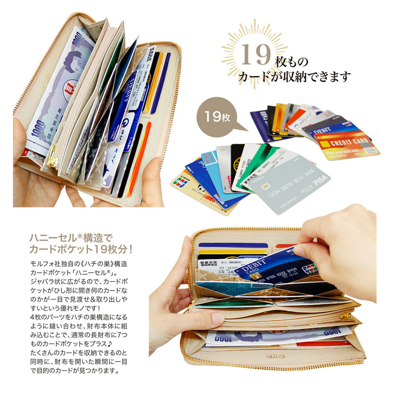 【キプリス】ハニーセル長財布(L字ラウンドファスナー束入)■リサッカ