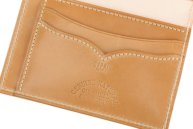 【キプリス】パス入れ(二つ折り・２面)■ナチュラルコードバン
