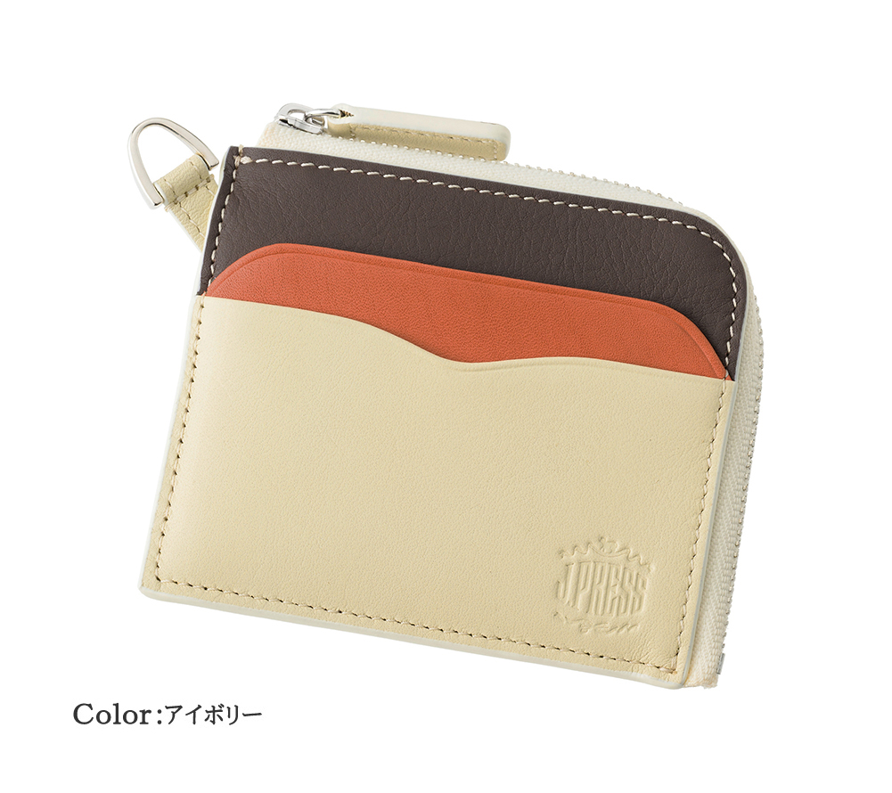 【J.PRESS】マルチウォレット(Ｌ字ラウンドファスナー)■マルチカラー
