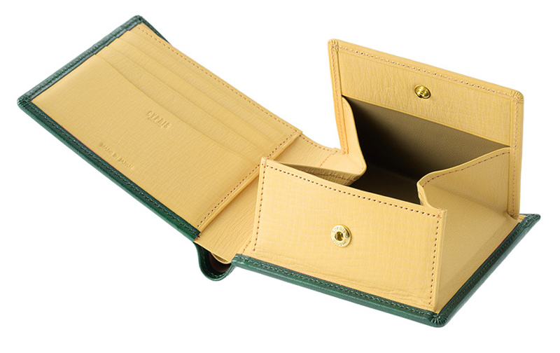 キプリス】二つ折り財布(BOX小銭入れ付き札入)□シラサギレザー