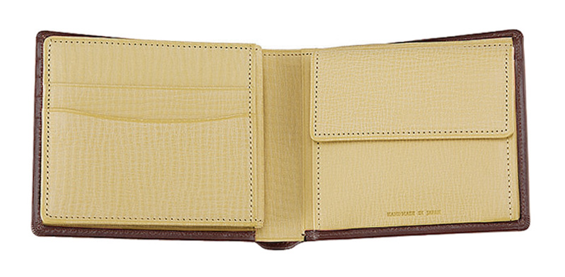 キプリス】二つ折り財布(ベロ・小銭入れ付き札入)□シラサギレザー