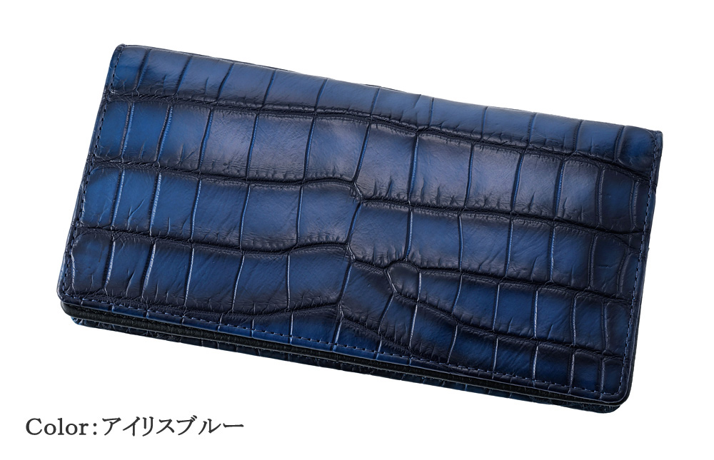 【ロダニア】長財布(通しマチ・小銭入れなし)■グラデーションクロコダイル